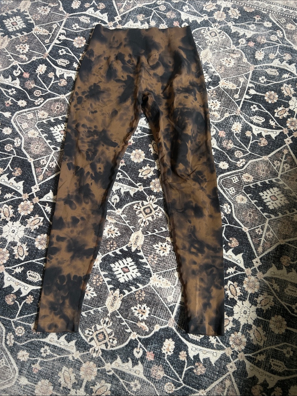 Tie-Dye Brown & Black High-Rise Leggings